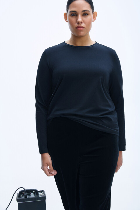 

Лонгслив базовый из хлопкового трикотажа, Черный, Лонгслив базовый из хлопкового трикотажа