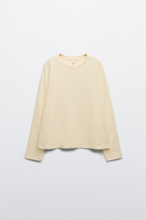 

Лонгслив базовый из хлопкового трикотажа, Молочный, Лонгслив базовый из хлопкового трикотажа