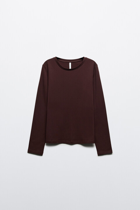 

Лонгслив из хлопкового трикотажа, Коричневый, Лонгслив из хлопкового трикотажа