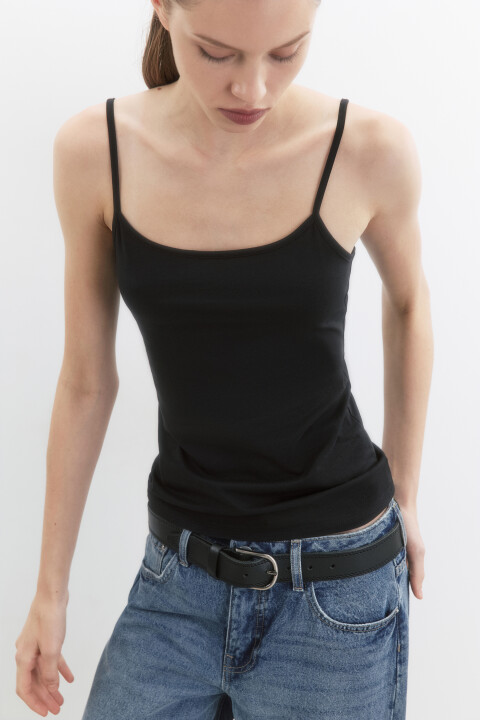 

Топ-майка MEGAN базовый на тонких бретелях, Черный, Топ-майка MEGAN базовый на тонких бретелях