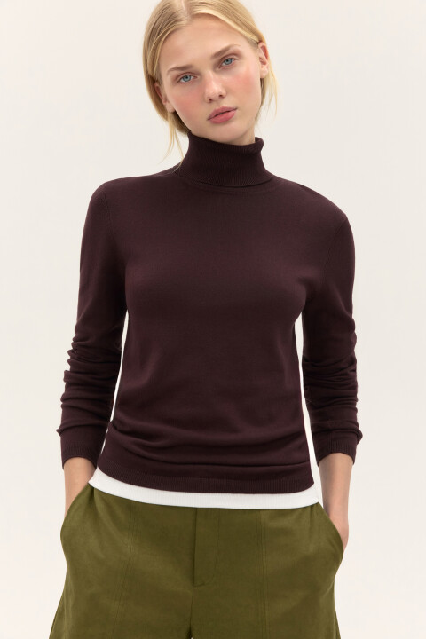 

Водолазка из вискозного трикотажа, Коричневый, Водолазка из вискозного трикотажа