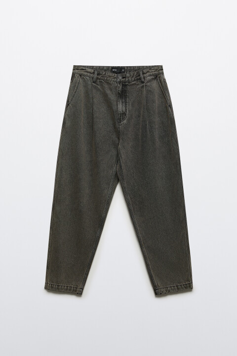 

Джинсы-бананы со складками на поясе, Серый, Джинсы-бананы со складками на поясе