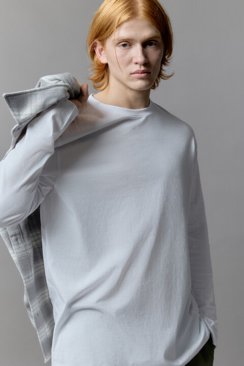 

Лонгслив oversize базовый из хлопка, Белый, Лонгслив oversize базовый из хлопка
