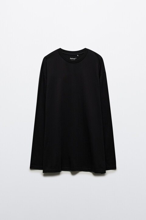 

Лонгслив oversize базовый из хлопка, Черный, Лонгслив oversize базовый из хлопка