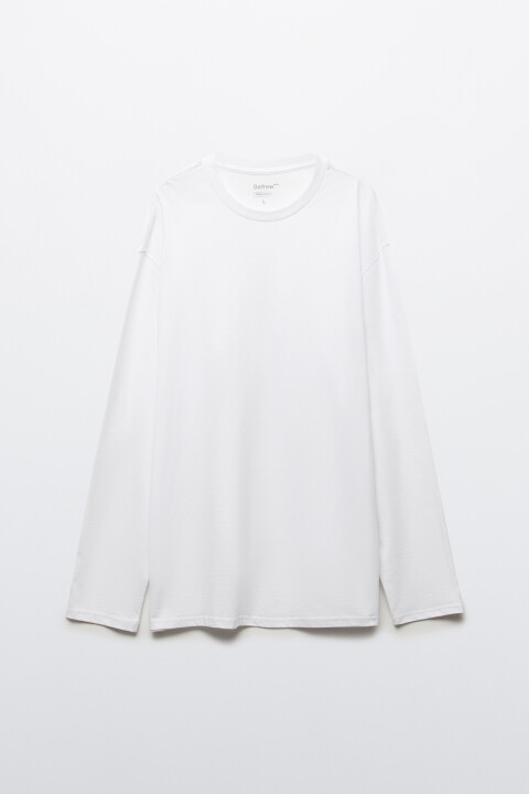 

Лонгслив oversize базовый из хлопка, Белый, Лонгслив oversize базовый из хлопка