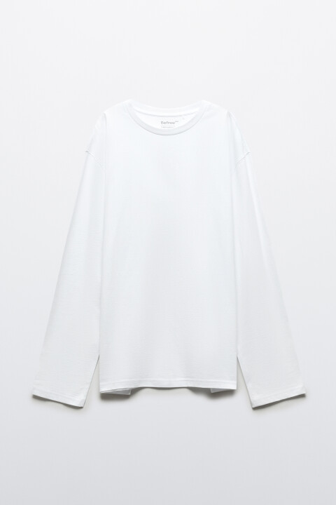 

Лонгслив oversize базовый из хлопка, Белый, Лонгслив oversize базовый из хлопка