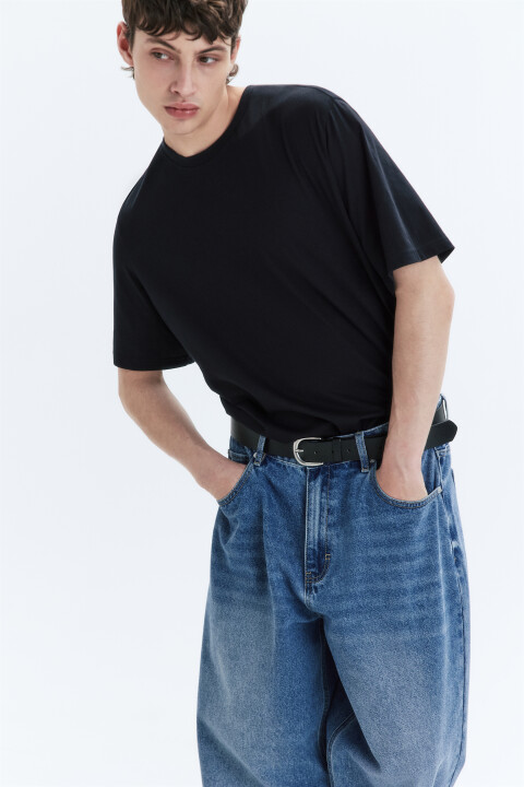 

Футболка прямая базовая из хлопка, Черный, Футболка прямая базовая из хлопка