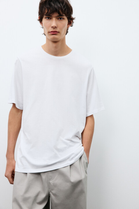 

Футболка прямая базовая из хлопка, Белый, Футболка прямая базовая из хлопка