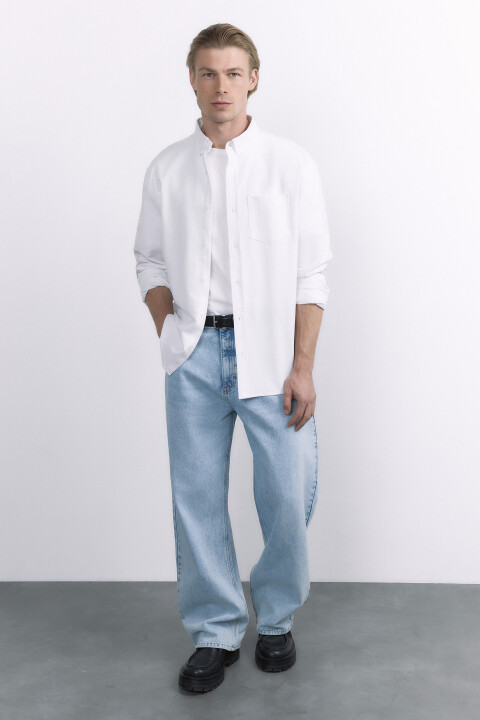 

Рубашка Oxford прямая с нагрудным карманом, Белый, Рубашка Oxford прямая с нагрудным карманом