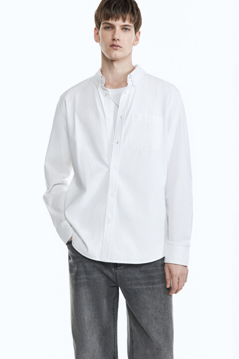 Рубашка Oxford прямая с нагрудным карманом befree белого цвета