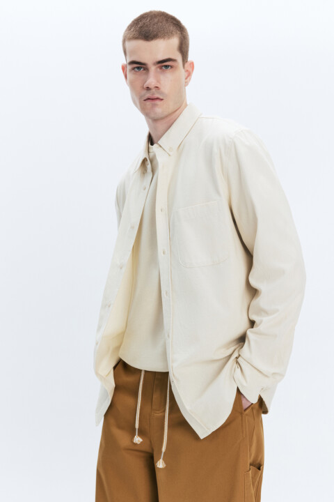 

Рубашка Oxford прямая с нагрудным карманом, Молочный, Рубашка Oxford прямая с нагрудным карманом