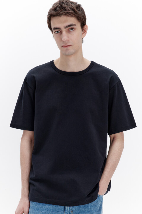 

Футболка прямая базовая из хлопка, Черный, Футболка прямая базовая из хлопка