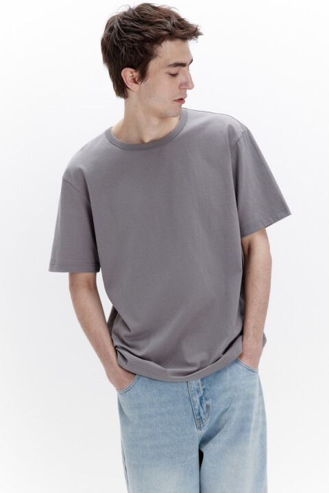 

Футболка прямая базовая из хлопка, Серый, Футболка прямая базовая из хлопка