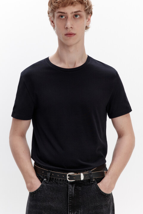 

Футболка slim облегающая базовая, Черный, Футболка slim облегающая базовая