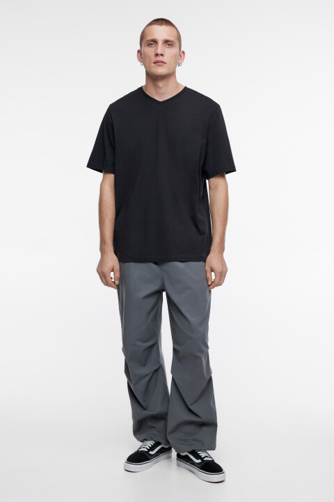 

Футболка хлопковая базовая с V-образным вырезом, Черный, Футболка хлопковая базовая с V-образным вырезом