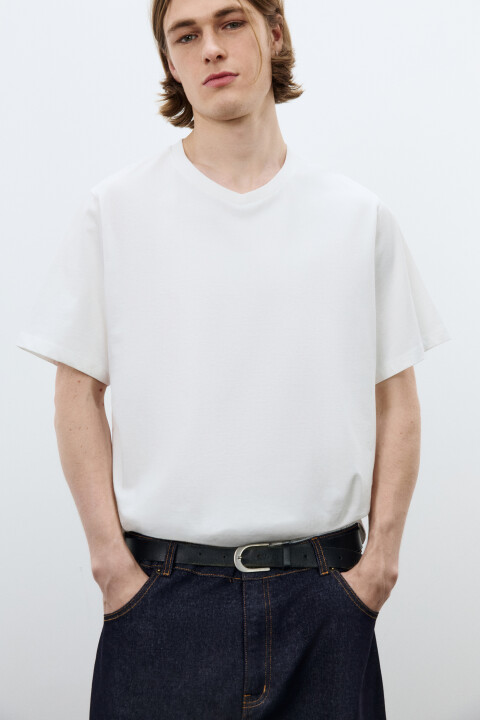 

Футболка базовая с V-вырезом, Белый, Футболка базовая с V-вырезом