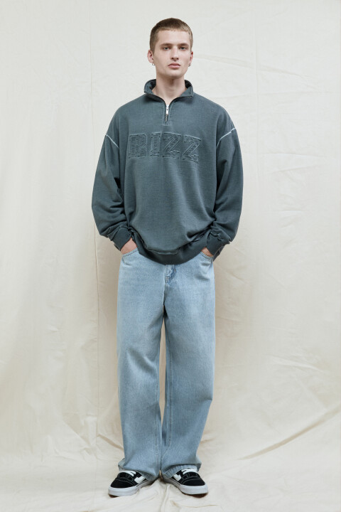 

Джинсы широкие базовые со средней посадкой, Голубой, Джинсы широкие базовые со средней посадкой