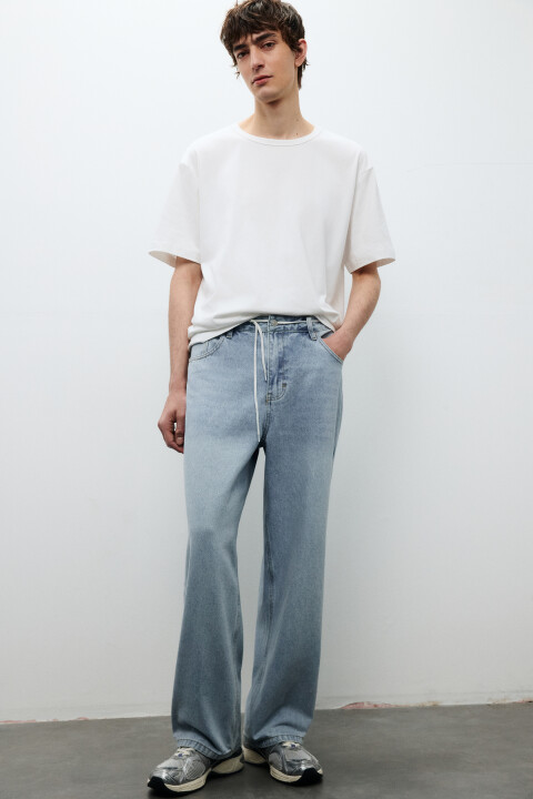 

Джинсы широкие базовые, Голубой, Джинсы широкие базовые