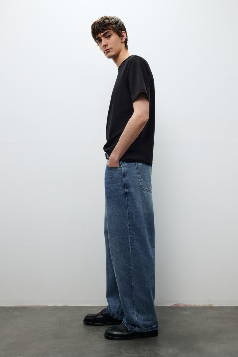 

Джинсы широкие базовые, Голубой, Джинсы широкие базовые