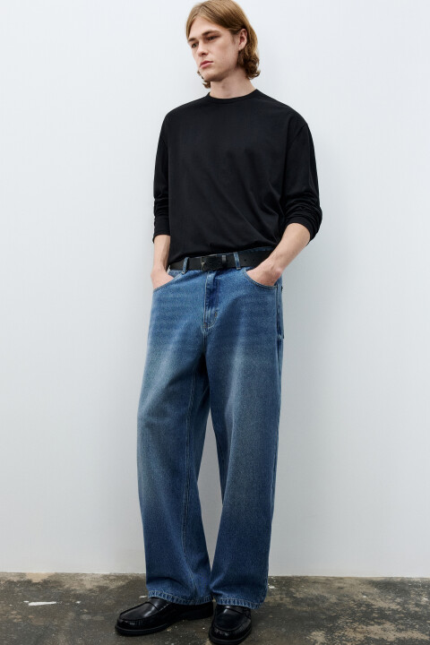 

Джинсы wide leg широкие базовые, Голубой, Джинсы wide leg широкие базовые