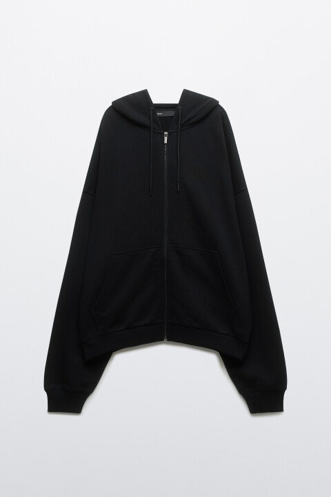 

Худи-зипка из футера с капюшоном, Черный, Худи-зипка из футера с капюшоном