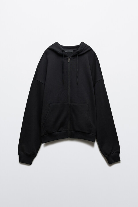 

Худи-зипка из футера с капюшоном, Черный, Худи-зипка из футера с капюшоном