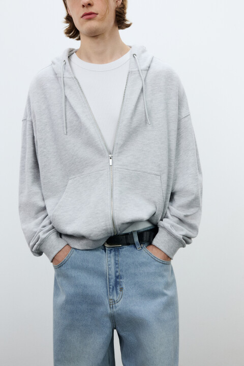 

Худи-зипка из футера с капюшоном, Серый, Худи-зипка из футера с капюшоном