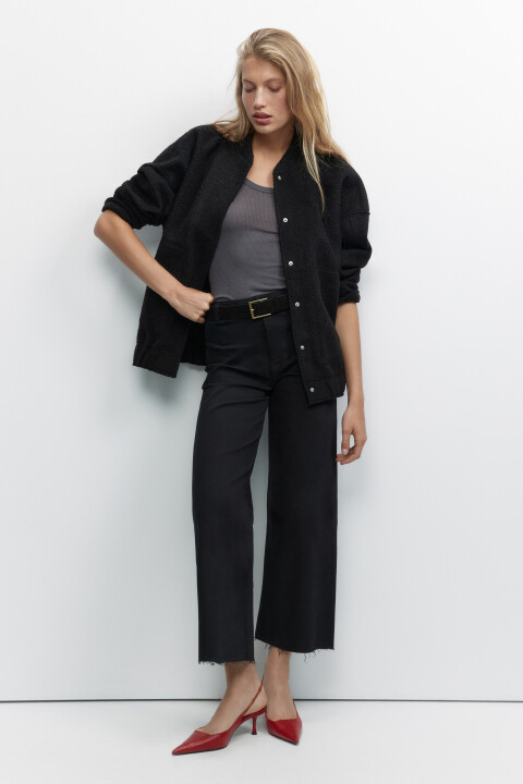 

Джинсы-кюлоты Marin широкие с открытыми срезами, Черный, Джинсы-кюлоты Marin широкие с открытыми срезами