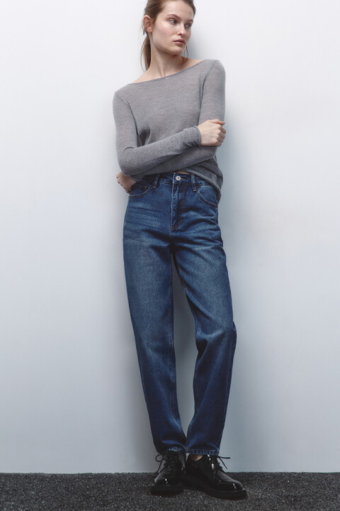 брюки джинсовые женские befree Джинсы mom fit с высокой посадкой