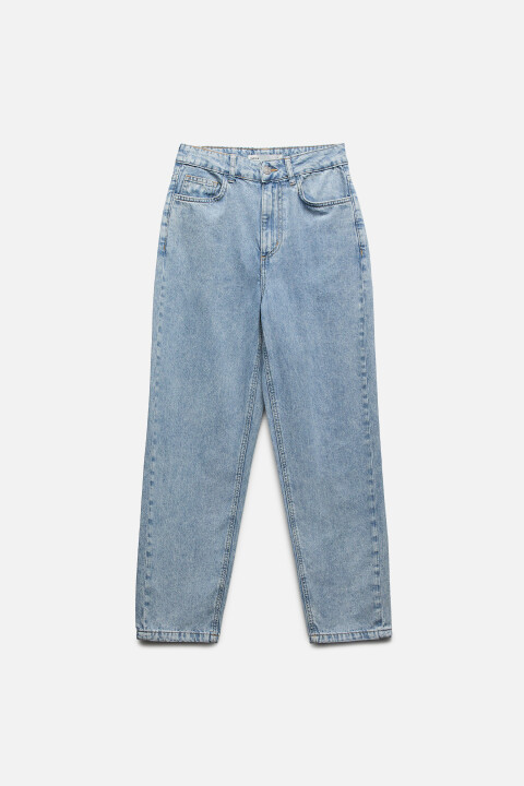 

Джинсы mom укороченные с высокой посадкой, Голубой, Джинсы mom укороченные с высокой посадкой