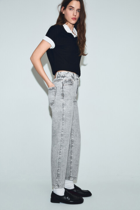 

Джинсы mom fit укороченные, Серый, Джинсы mom fit укороченные