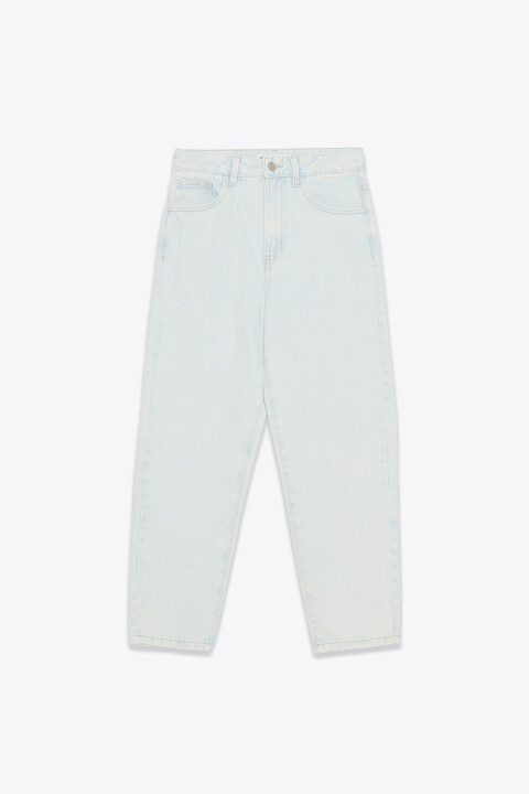 

Джинсы мом укороченные с высокой посадкой, Голубой, Джинсы мом укороченные с высокой посадкой