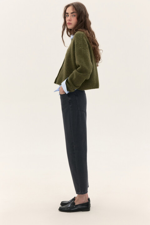 

Джинсы mom fit укороченные, Серый, Джинсы mom fit укороченные