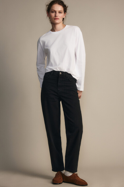 

Джинсы mom fit укороченные с высокой посадкой, Серый, Джинсы mom fit укороченные с высокой посадкой