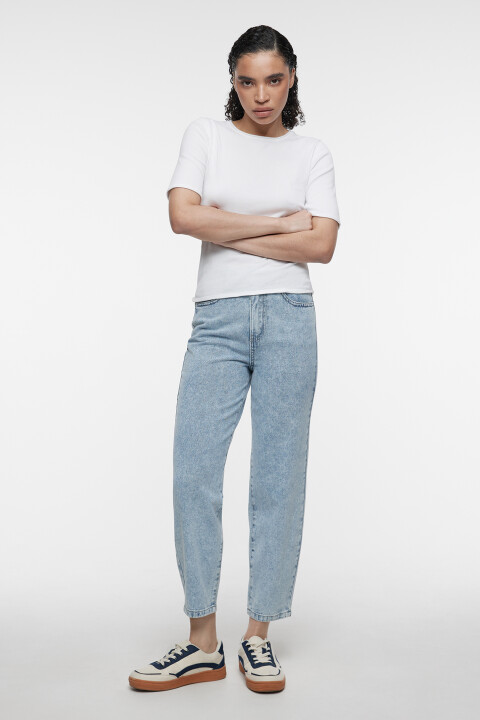 

Джинсы mom's укороченные с высокой посадкой, Голубой, Джинсы mom's укороченные с высокой посадкой