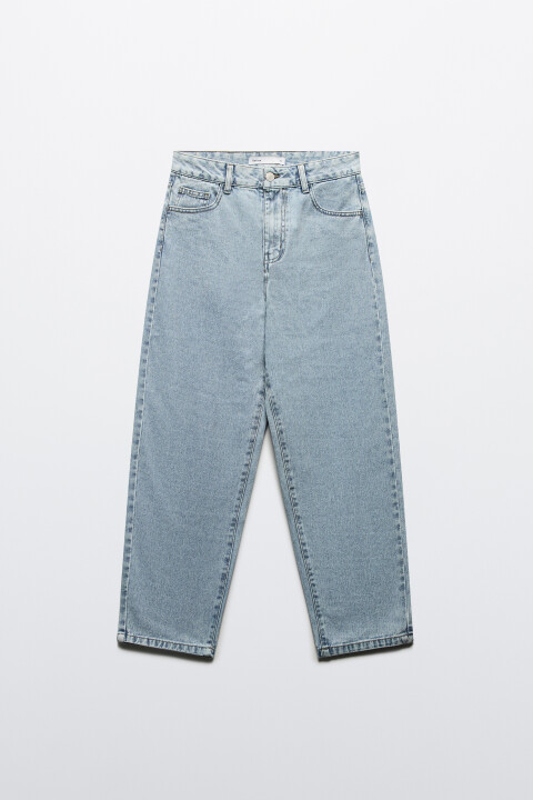 

Джинсы mom fit укороченные с высокой посадкой, Голубой, Джинсы mom fit укороченные с высокой посадкой