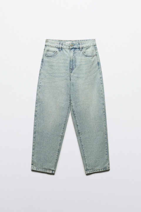 

Джинсы mom fit укороченные с высокой посадкой, Синий, Джинсы mom fit укороченные с высокой посадкой