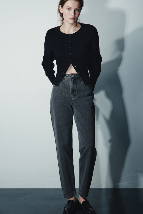 

Джинсы mom fit с высокой посадкой, Черный, Джинсы mom fit с высокой посадкой