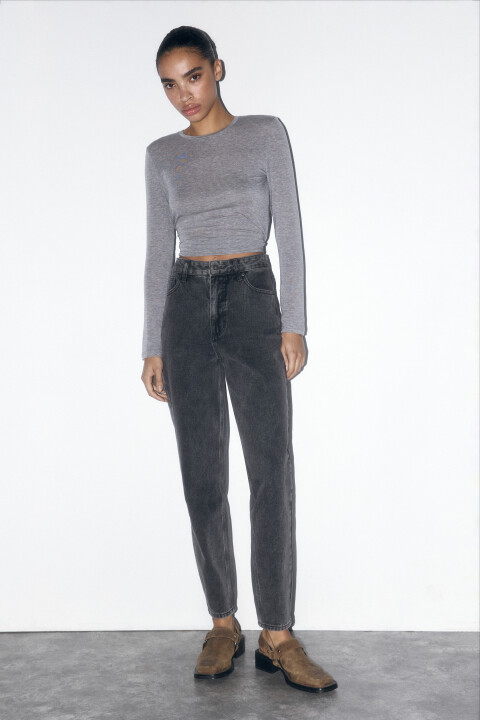 

Джинсы мом с высокой посадкой, Серый, Джинсы мом с высокой посадкой