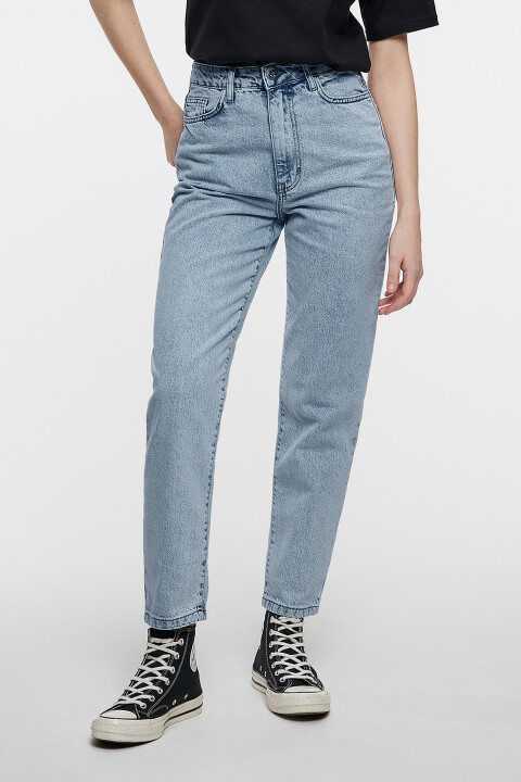 

Джинсы mom-fit с высокой посадкой по талии, Голубой, Джинсы mom-fit с высокой посадкой по талии