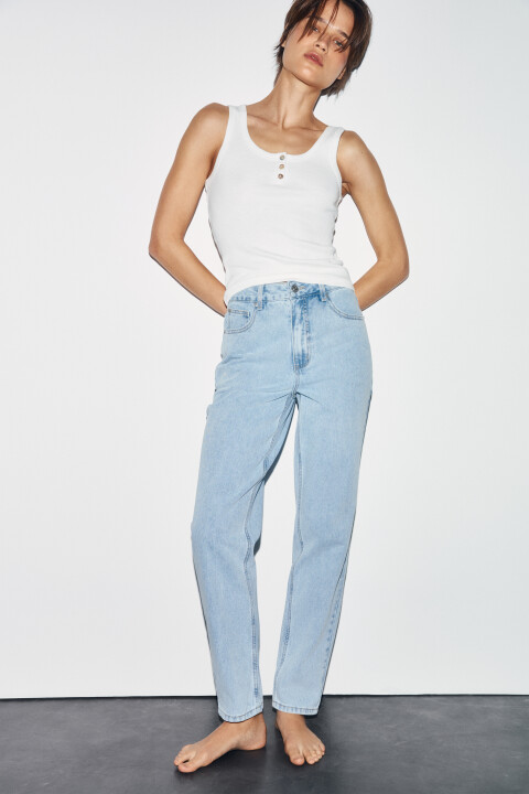 

Джинсы mom fit с высокой посадкой, Голубой, Джинсы mom fit с высокой посадкой