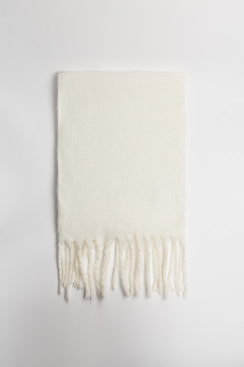 

Шарф теплый с бахромой, Молочный, Шарф теплый с бахромой