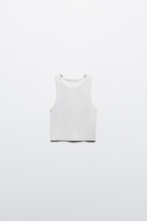 

Топ-майка в рубчик на широких бретелях, Белый, Топ-майка в рубчик на широких бретелях