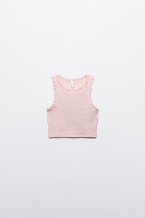 

Топ-майка в рубчик укороченная на широких бретелях, Бежевый, Топ-майка в рубчик укороченная на широких бретелях