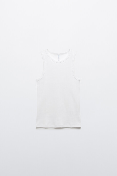 

Майка базовая облегающая в рубчик, Белый, Майка базовая облегающая в рубчик