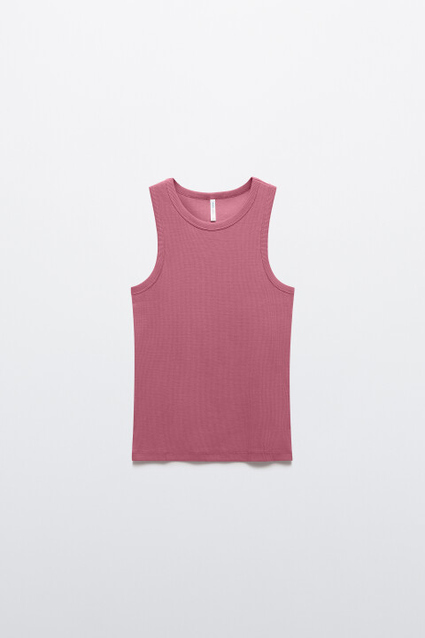 

Майка базовая облегающая в рубчик, Коричневый, Майка базовая облегающая в рубчик