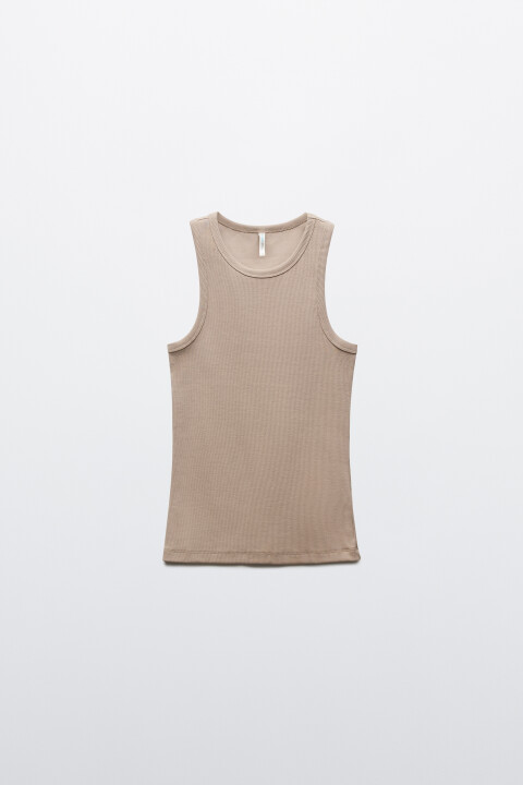 

Майка базовая облегающая в рубчик, Молочный, Майка базовая облегающая в рубчик