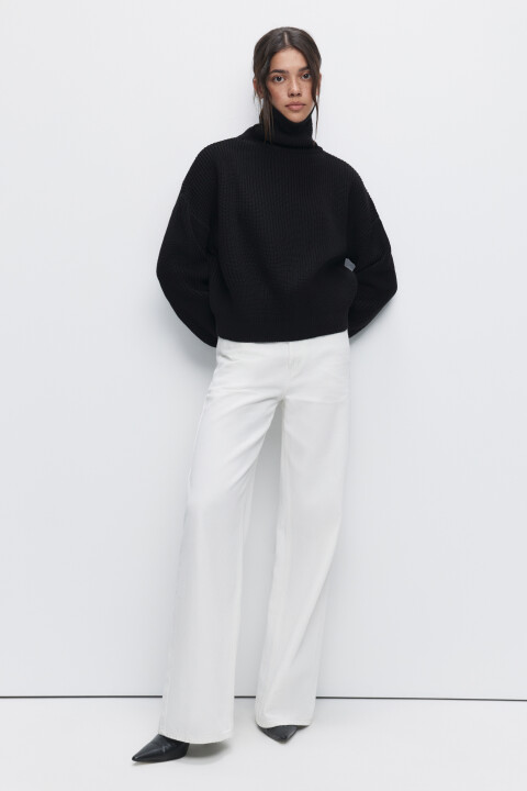 

Свитер RibSweater толстой вязки с воротником, Черный, Свитер RibSweater толстой вязки с воротником