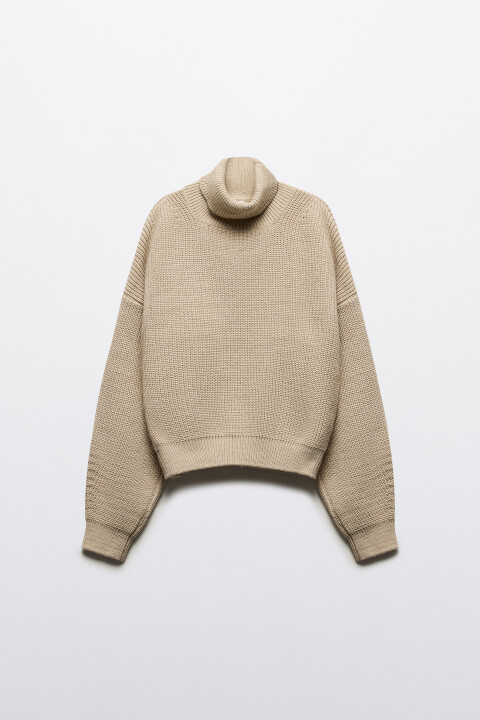 

Свитер толстой вязки в рубчик с воротником, Молочный, Свитер толстой вязки в рубчик с воротником