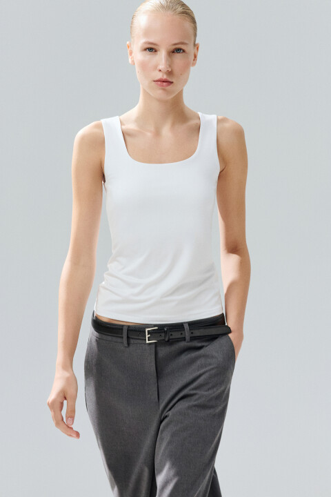 

Майка гладкая на широких бретелях, Белый, Майка гладкая на широких бретелях